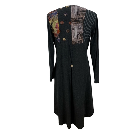 Parsley & Sage Patchwork Duster Cardigan Jacket Charcoal Sz S - Picture 3 of 12